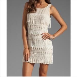 Dress The Population Ivory + White Eyelet Lace Mini Dress Size Woman's XS